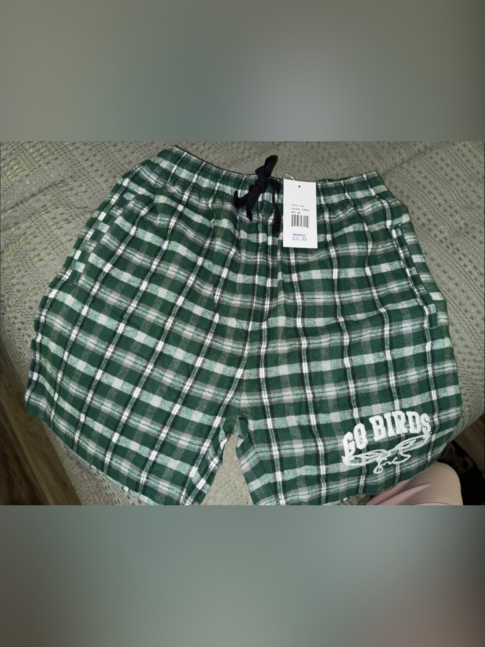 Go Birds Green Plaid Athletic Shorts